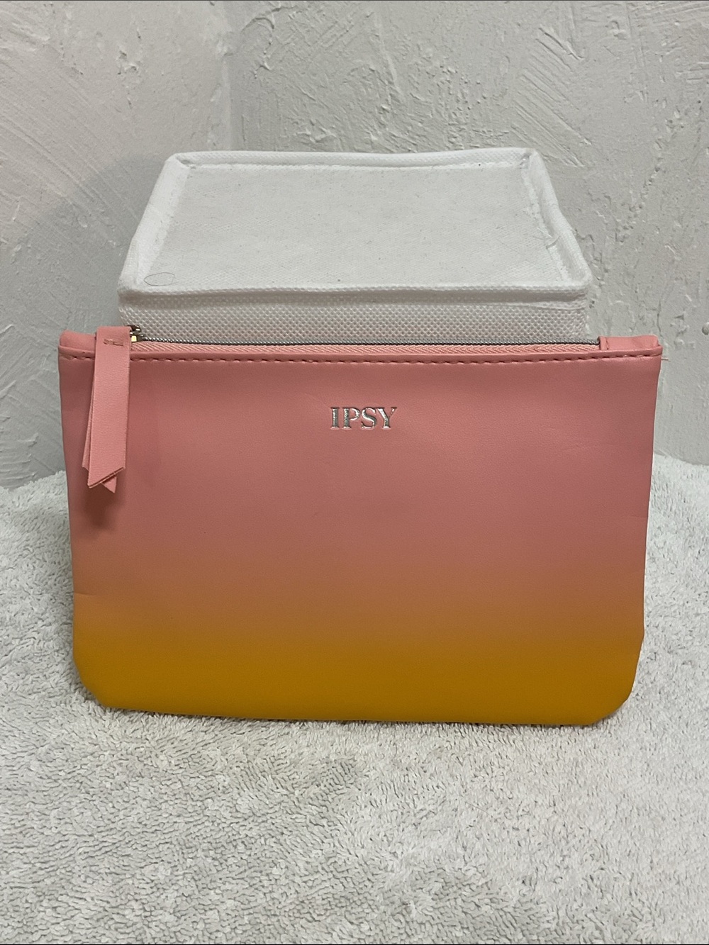 Ipsy May 2020 Pink Yellow Ombre Faux Leather Cosmetic Bag Case